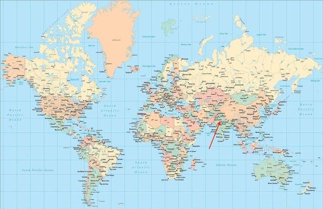 New Delhi location on world map